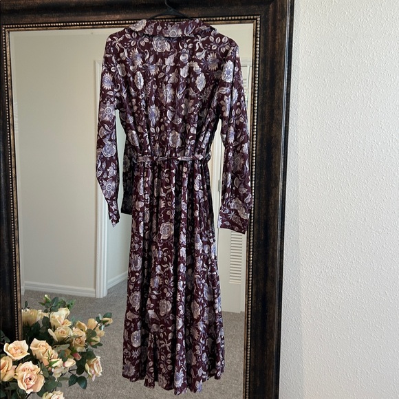 Derek Lam Purple Floral Long Sleeve Dress *torn* - Picture 6 of 11